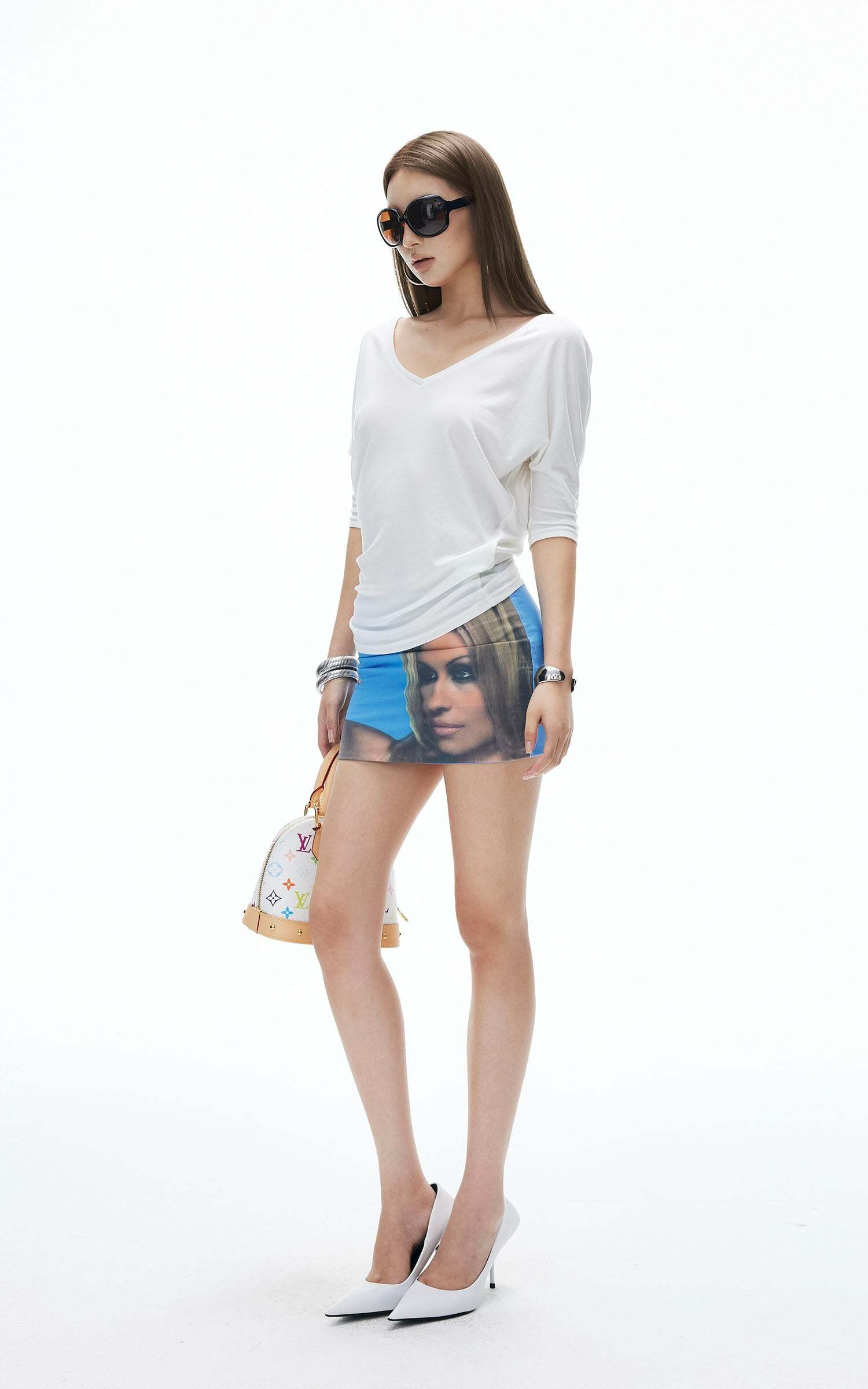 IAMXIAA Off-Shoulder Layered Effect Tee Short Sleeve Casual Loose Fit Top IAMXIAA Off-Shoulder Layered Effect Tee Short Sleeve Casual Loose Fit Top