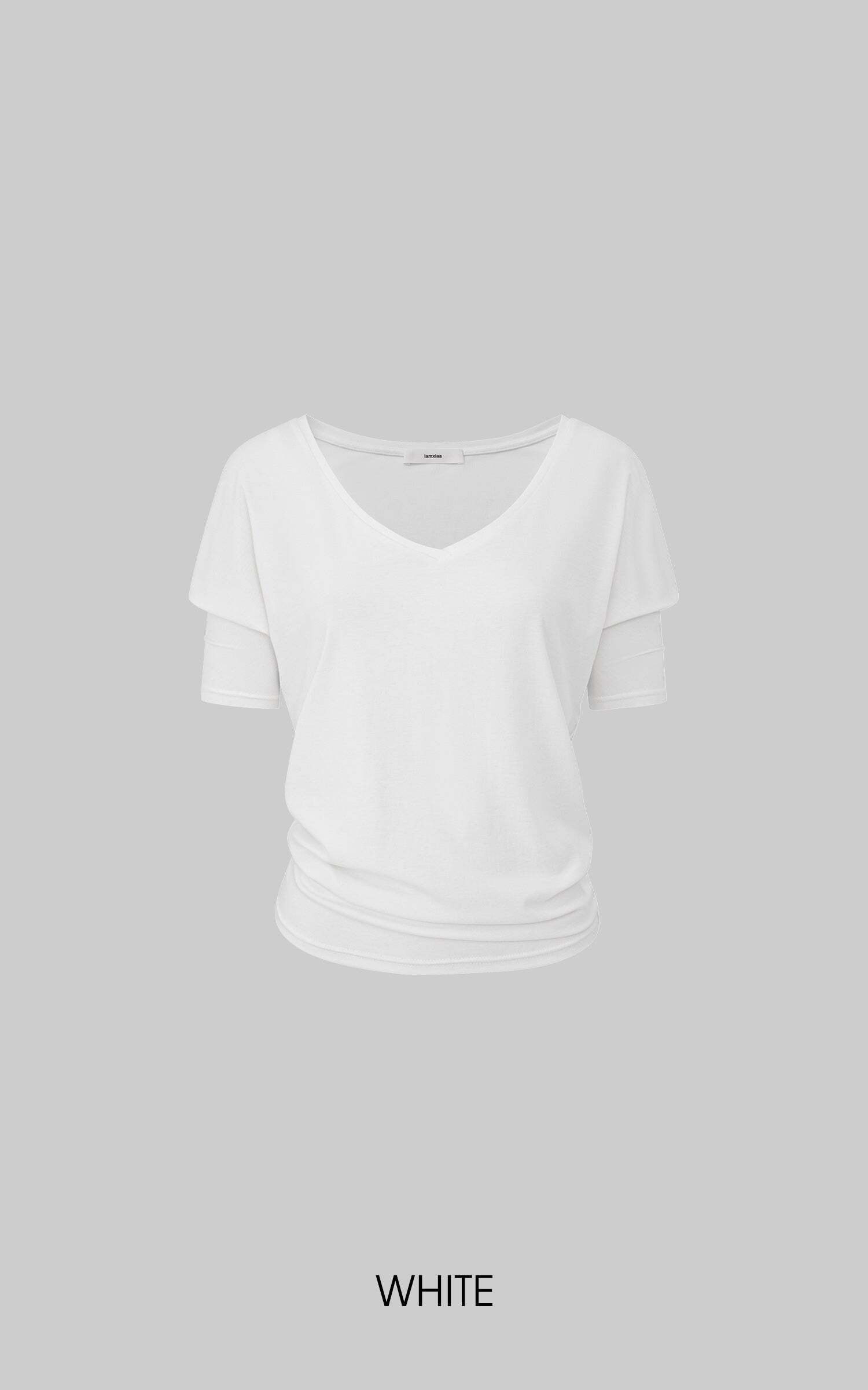 IAMXIAA Off-Shoulder Layered Effect Tee Short Sleeve Casual Loose Fit Top IAMXIAA Off-Shoulder Layered Effect Tee Short Sleeve Casual Loose Fit Top