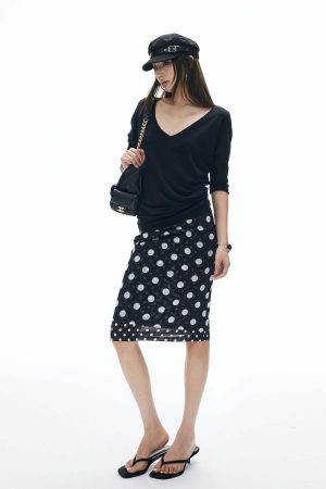 IAMXIAA Off-Shoulder Layered Effect Tee Short Sleeve Casual Loose Fit Top