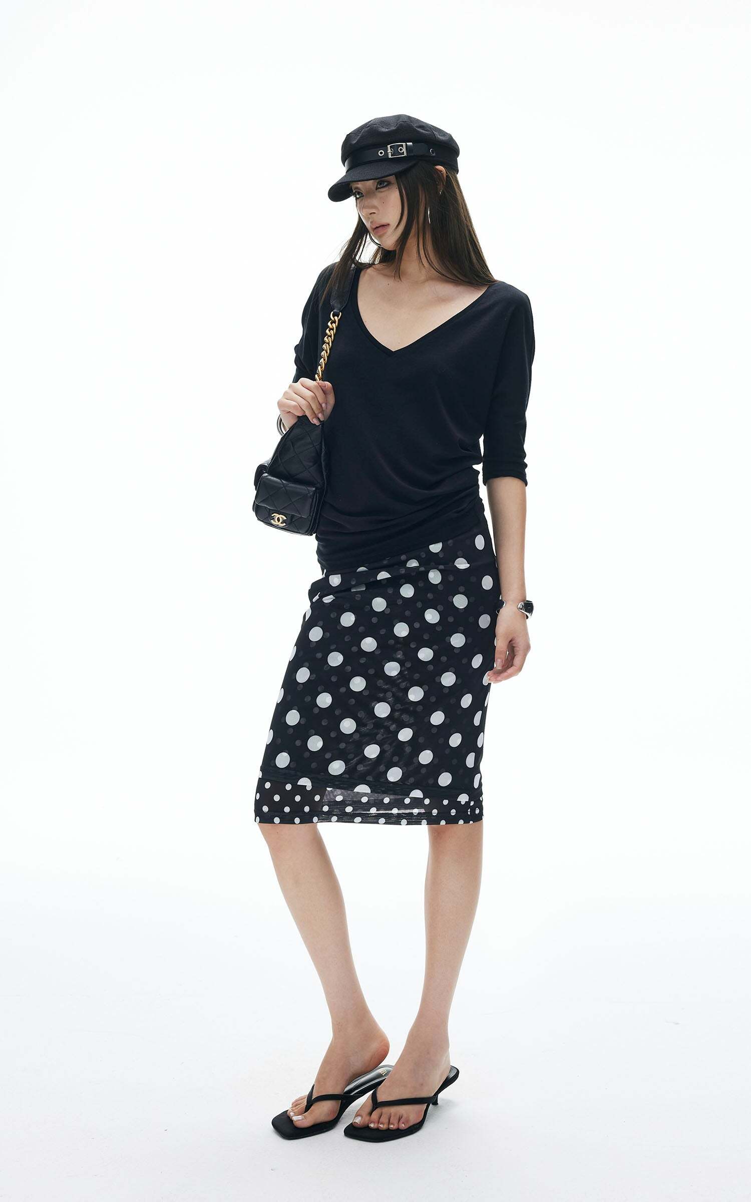 IAMXIAA Off-Shoulder Layered Effect Tee Short Sleeve Casual Loose Fit Top IAMXIAA Off-Shoulder Layered Effect Tee Short Sleeve Casual Loose Fit Top