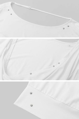 IAMXIAA Open-Back Studded Long Sleeve Top