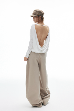 IAMXIAA Open-Back Studded Long Sleeve Top