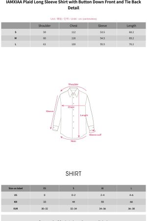 IAMXIAA Plaid Long Sleeve Shirt with Button Down Front and Tie Back Detail