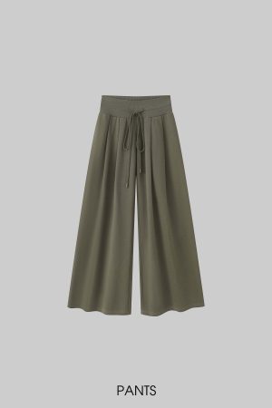 IAMXIAA Ribbed Button Tank and Wide Leg Drawstring Pants Two-Piece Set