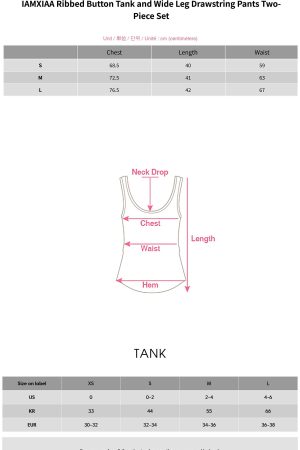 IAMXIAA Ribbed Button Tank and Wide Leg Drawstring Pants Two-Piece Set