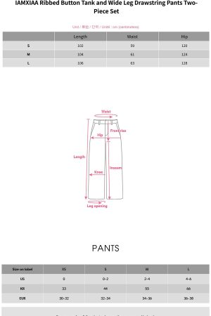 IAMXIAA Ribbed Button Tank and Wide Leg Drawstring Pants Two-Piece Set