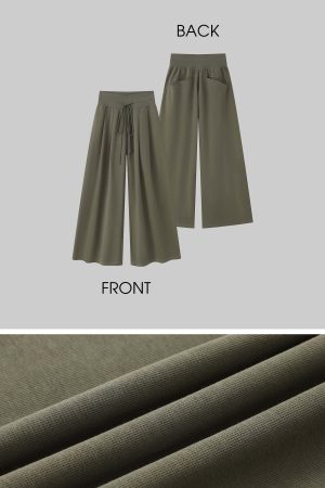 IAMXIAA Ribbed Button Tank and Wide Leg Drawstring Pants Two-Piece Set