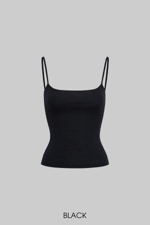 IAMXIAA Ribbed Knit Spaghetti Strap Tank Top