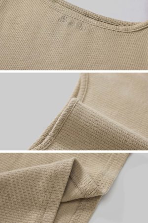 IAMXIAA Ribbed Knit Spaghetti Strap Tank Top