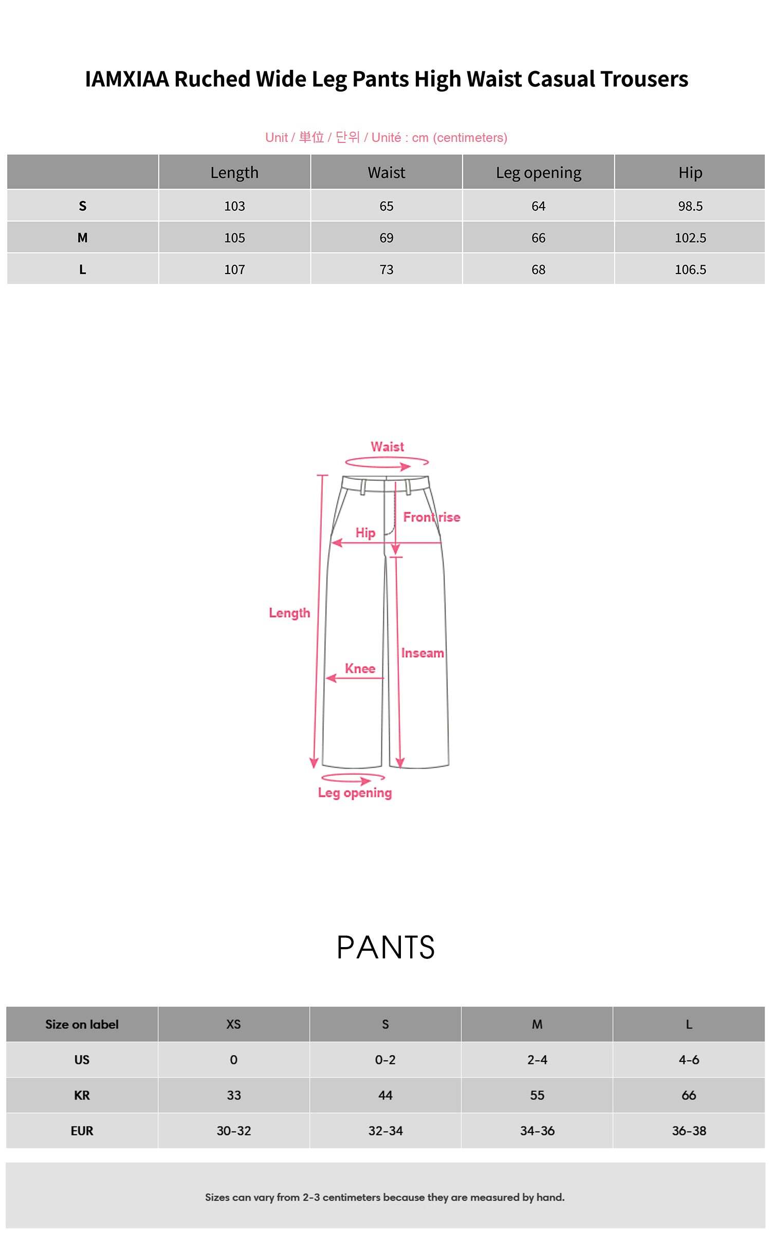 IAMXIAA Ruched Wide Leg Pants High Waist Casual Trousers IAMXIAA Ruched Wide Leg Pants High Waist Casual Trousers
