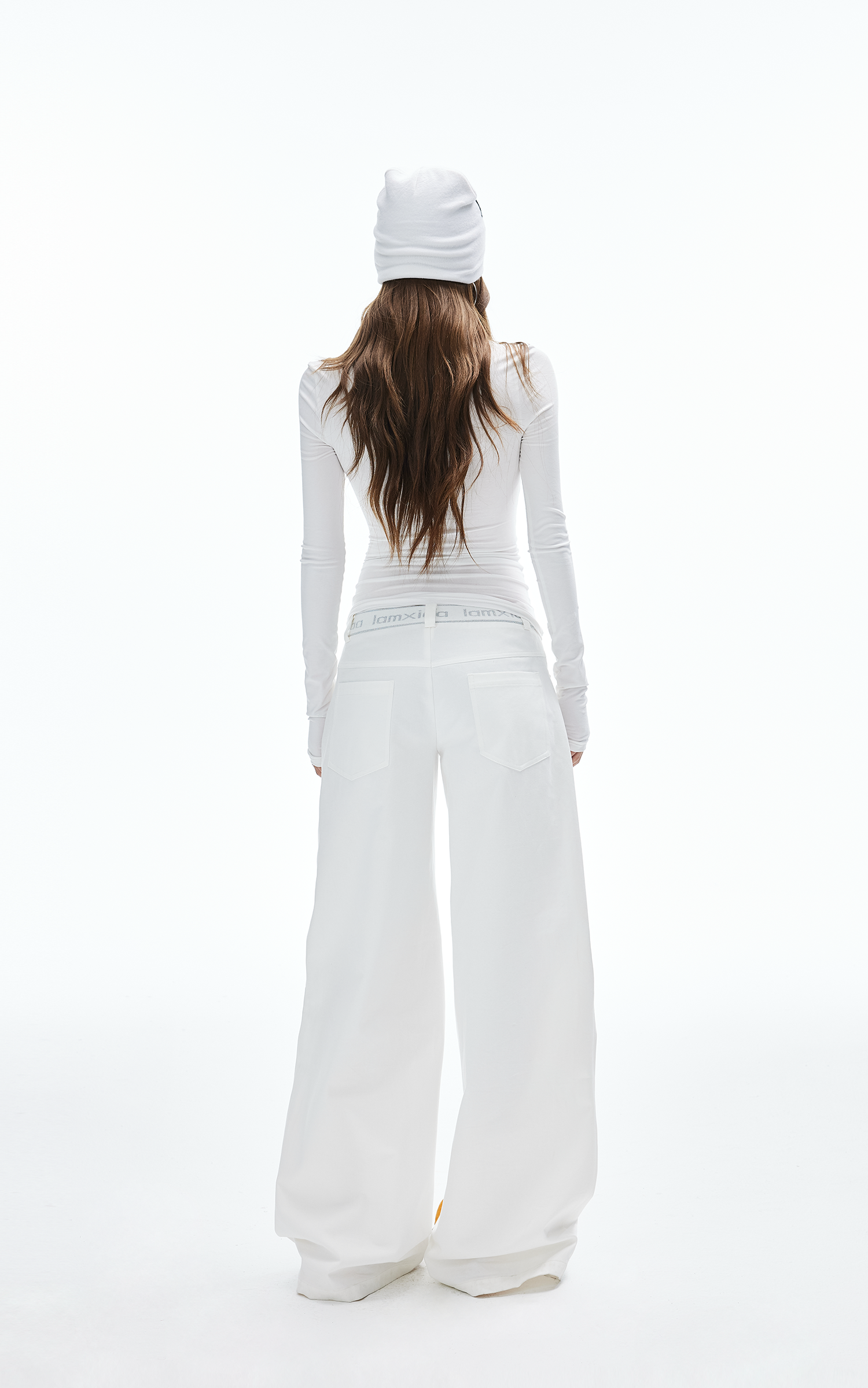 IAMXIAA Ruched Wide Leg Pants High Waist Casual Trousers IAMXIAA Ruched Wide Leg Pants High Waist Casual Trousers