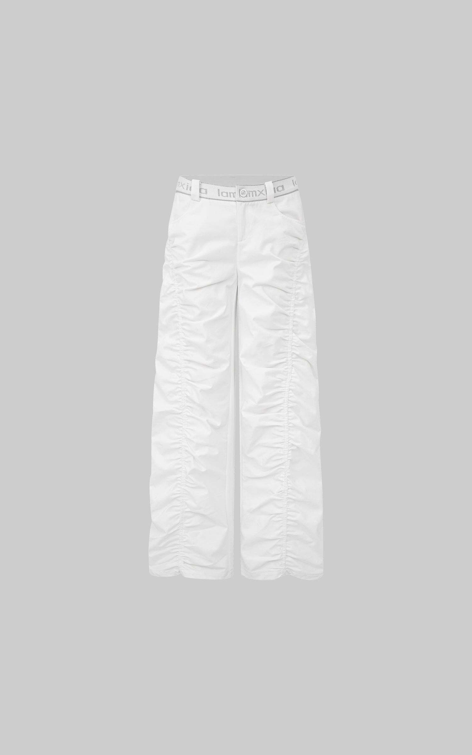 IAMXIAA Ruched Wide Leg Pants High Waist Casual Trousers IAMXIAA Ruched Wide Leg Pants High Waist Casual Trousers