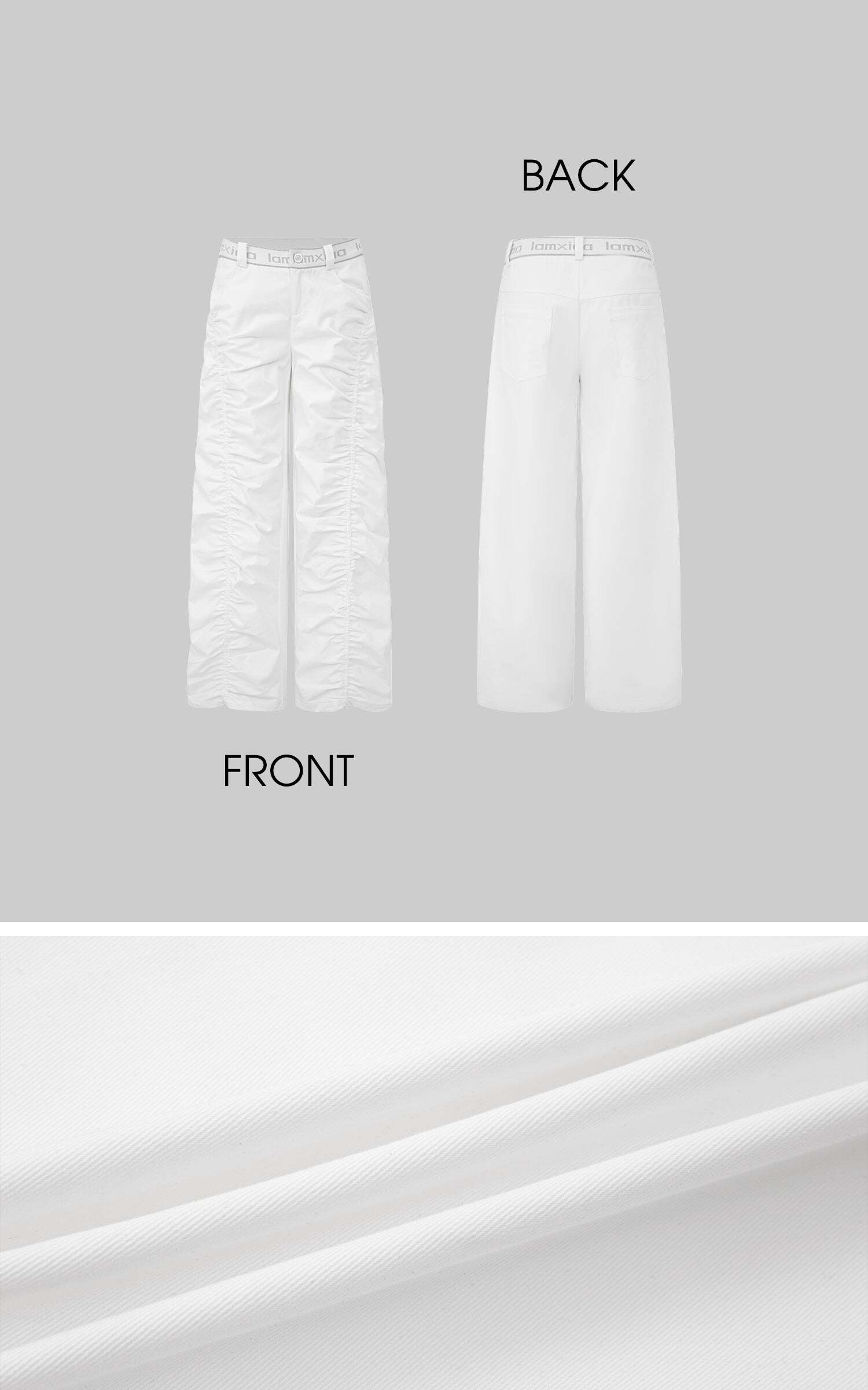 IAMXIAA Ruched Wide Leg Pants High Waist Casual Trousers IAMXIAA Ruched Wide Leg Pants High Waist Casual Trousers