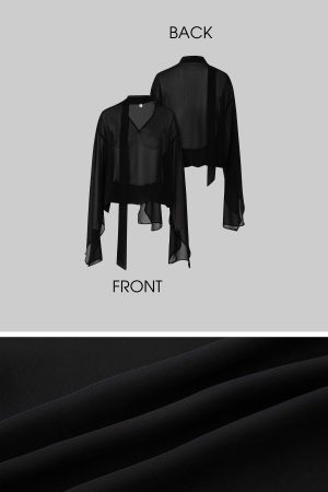 IAMXIAA Sheer Flowing Chiffon Top with Scarf Detail