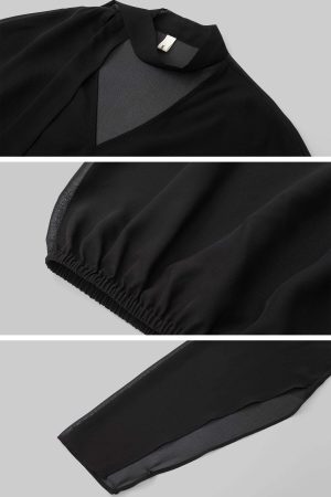 IAMXIAA Sheer Flowing Chiffon Top with Scarf Detail