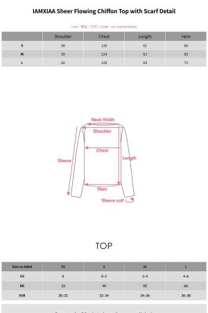 IAMXIAA Sheer Flowing Chiffon Top with Scarf Detail