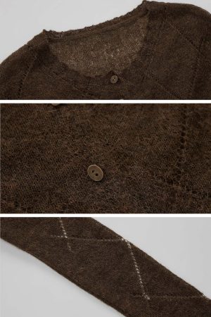 IAMXIAA Sheer Knit Button Up Cardigan