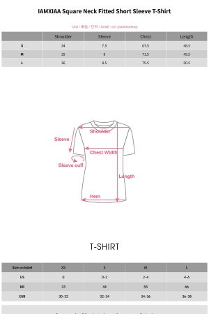 IAMXIAA Square Neck Fitted Short Sleeve T-Shirt