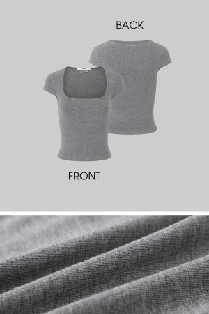 IAMXIAA Square Neck Fitted Short Sleeve T-Shirt