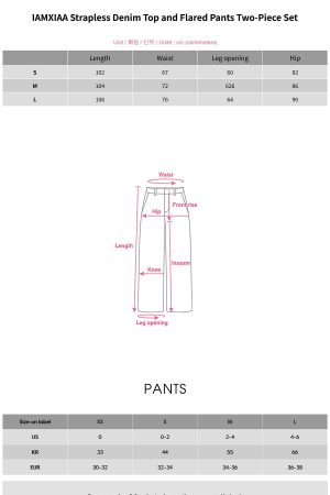 IAMXIAA Strapless Denim Top and Flared Pants Two-Piece Set