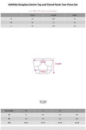 IAMXIAA Strapless Denim Top and Flared Pants Two-Piece Set