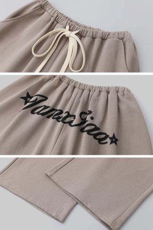 IAMXIAA Strapless Tube Top and Wide Leg Sweatpants Set Casual Streetwear Two Piece Outfit