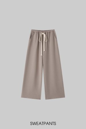 IAMXIAA Strapless Tube Top and Wide Leg Sweatpants Set Casual Streetwear Two Piece Outfit