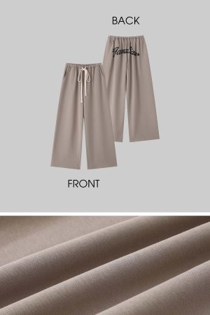 IAMXIAA Strapless Tube Top and Wide Leg Sweatpants Set Casual Streetwear Two Piece Outfit