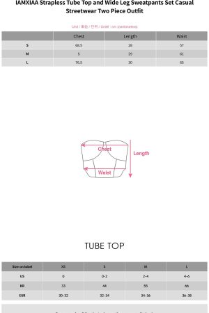 IAMXIAA Strapless Tube Top and Wide Leg Sweatpants Set Casual Streetwear Two Piece Outfit