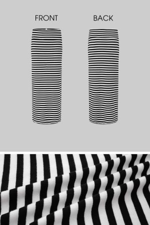 IAMXIAA Striped Bodycon Maxi Skirt Slim Fit Stretch Long Skirt