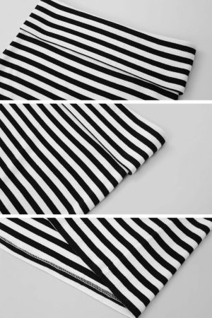 IAMXIAA Striped Bodycon Maxi Skirt Slim Fit Stretch Long Skirt