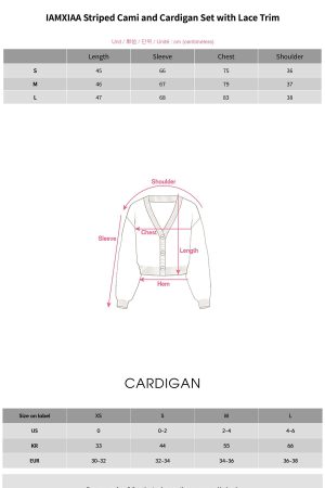 IAMXIAA Striped Cami and Cardigan Set with Lace Trim