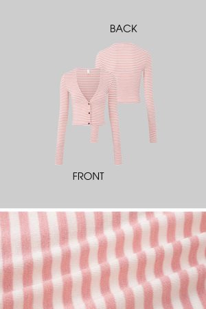 IAMXIAA Striped Cami and Cardigan Set with Lace Trim