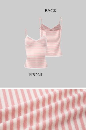 IAMXIAA Striped Cami and Cardigan Set with Lace Trim
