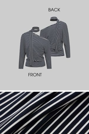 IAMXIAA Striped One Shoulder T-Shirt with Scarf Detail