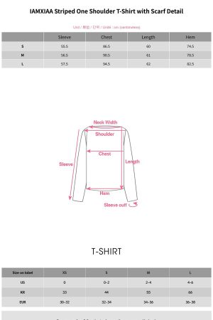 IAMXIAA Striped One Shoulder T-Shirt with Scarf Detail