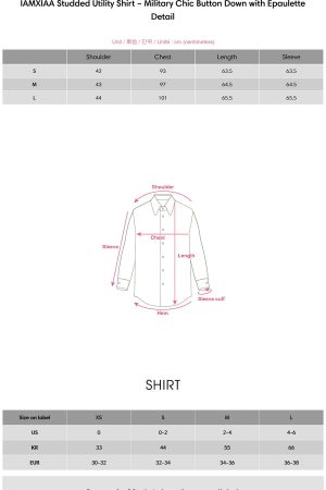 IAMXIAA Studded Utility Shirt – Military Chic Button Down with Epaulette Detail