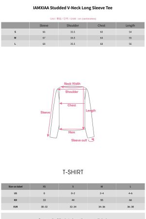 IAMXIAA Studded V-Neck Long Sleeve Tee