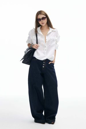 IAMXIAA Utility Tie-Back Oversized Shirt