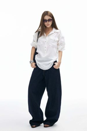 IAMXIAA Utility Tie-Back Oversized Shirt