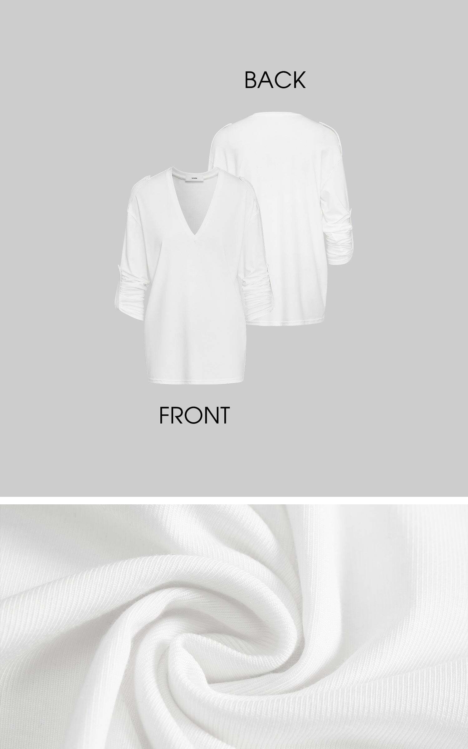 IAMXIAA V Neck Long Sleeve Tee Casual Loose Fit Top IAMXIAA V Neck Long Sleeve Tee Casual Loose Fit Top