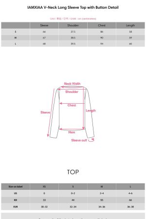 IAMXIAA V-Neck Long Sleeve Top with Button Detail