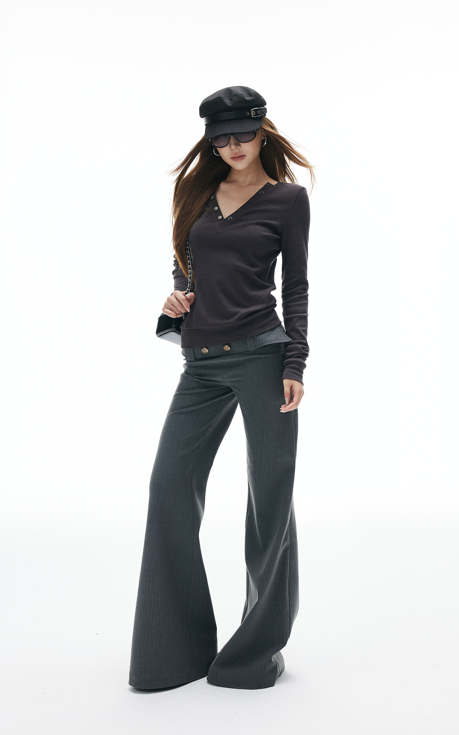 IAMXIAA V-Neck Long Sleeve Top with Button Detail IAMXIAA V-Neck Long Sleeve Top with Button Detail