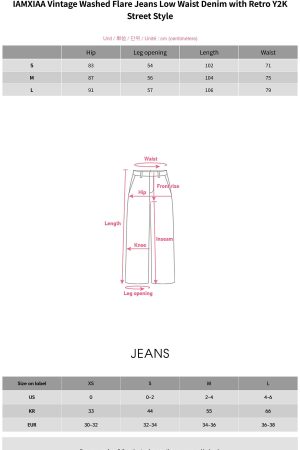 IAMXIAA Vintage Washed Flare Jeans Low Waist Denim with Retro Y2K Street Style