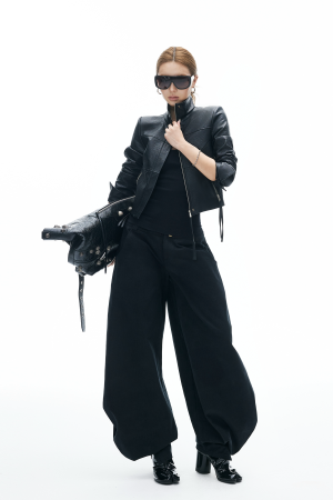 IAMXIAA Wide Balloon Pants with Button Detail High Waist Streetwear Style