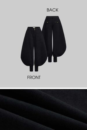 IAMXIAA Wide Balloon Pants with Button Detail High Waist Streetwear Style