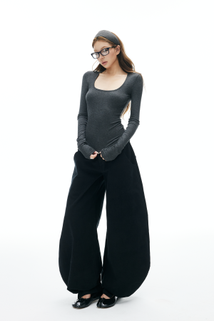 IAMXIAA Wide Balloon Pants with Button Detail High Waist Streetwear Style