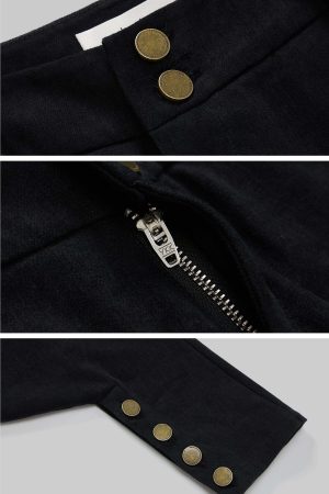 IAMXIAA Wide Balloon Pants with Button Detail High Waist Streetwear Style