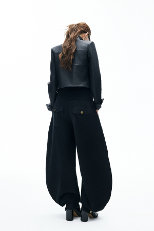 IAMXIAA Wide Balloon Pants with Button Detail High Waist Streetwear Style