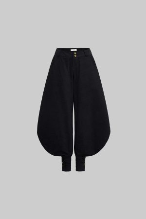 IAMXIAA Wide Balloon Pants with Button Detail High Waist Streetwear Style